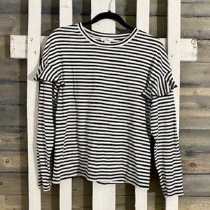 H&M Stiped Shirt with Ruffed Shoulder